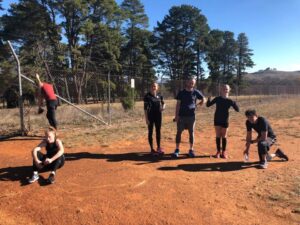 Sprinting and hill running training at GGs in South Canberra