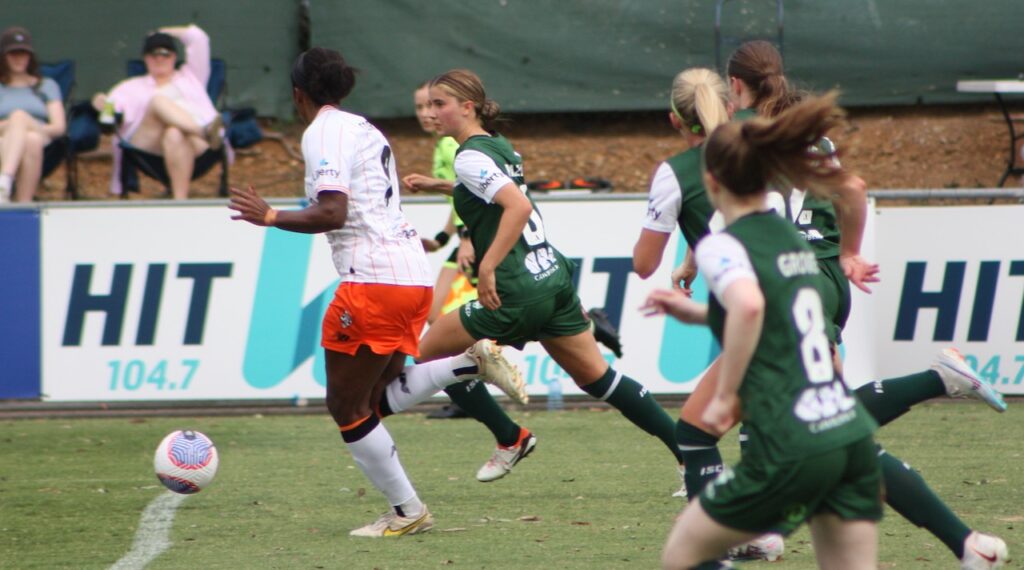 Ava Piazza on her debut in the A-League Women for Canberra United against Brisbane Roar